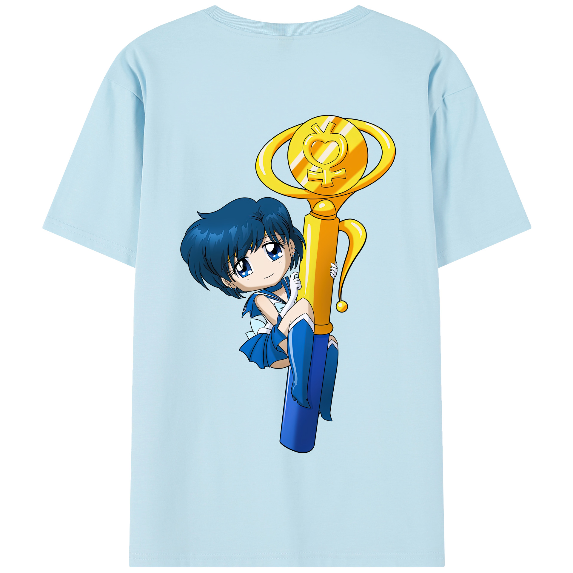 （画像用） 美少女戦士セーラームーン 水野 亜美 みずの あみ Sailor Moon Mizuno Ami 綿100％半袖Tシャツ（背面プリント）